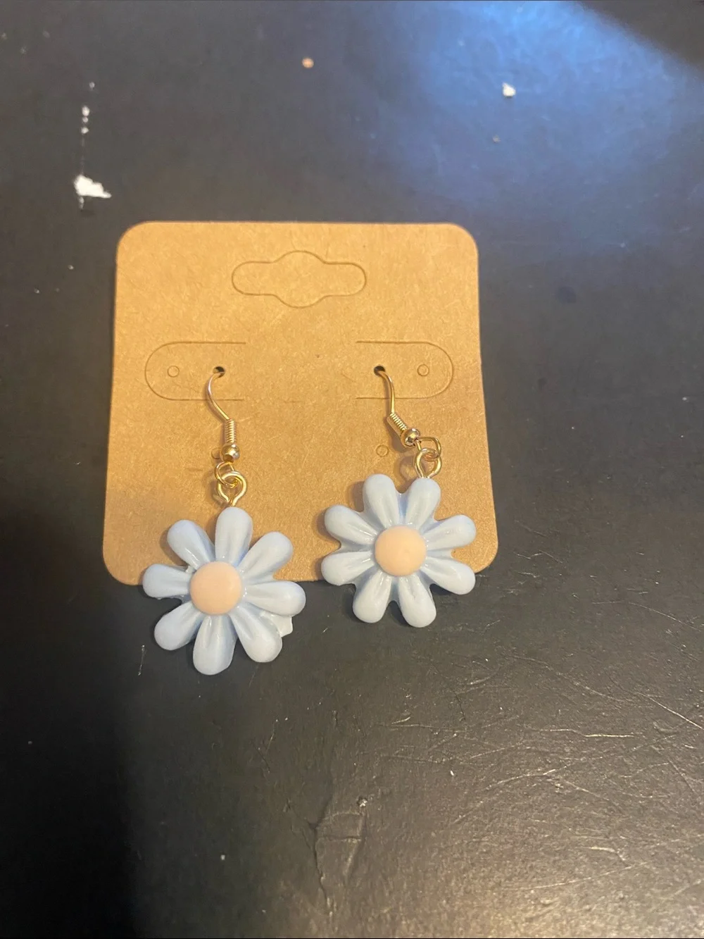 Kids Floral Dangle Earrings - Peach and Light Blue